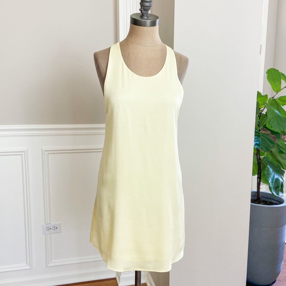 Alice + Olivia Slip Dress, 100% silk, Pale Lemon Yellow, size S